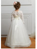Ivory Lace Tulle Corset Back Stunning Flower Girl Dress